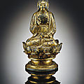 A rare small gilt-bronze figure of buddha, liao dynasty (907-1125)