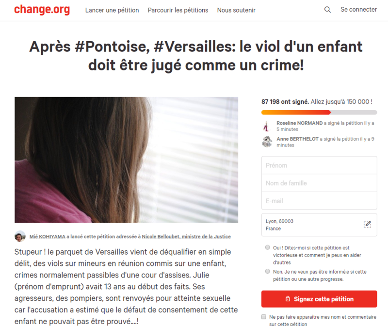 2018-10-28 12_43_02-Pétition · Après #Pontoise, #Versailles_ le viol d'un enfant doit être jugé comm