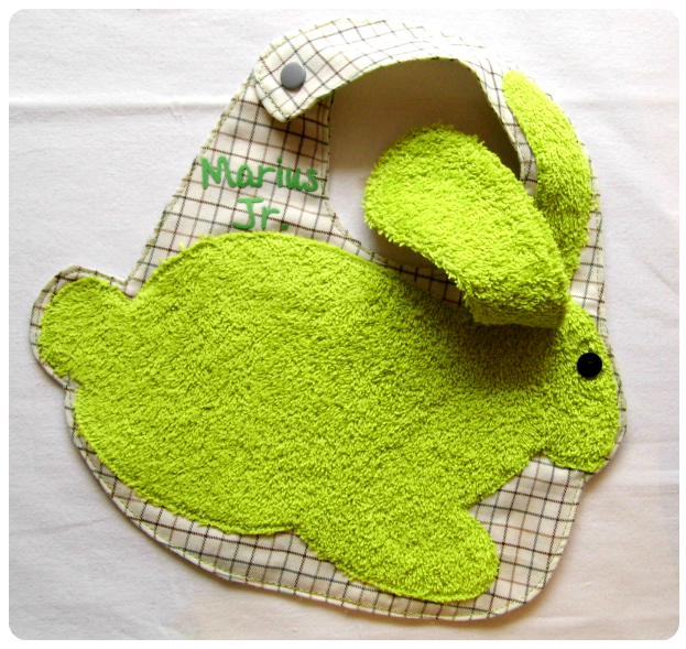 Bavoir lapin vert Janv 2015