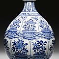 A chinese blue and white huqqa base made for the persian market, kangxi, 1662-17