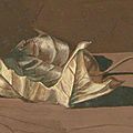 Déchets verts - Observation végétal - Feuille morte peinture gouache 1979 Ghislaine Letourneur