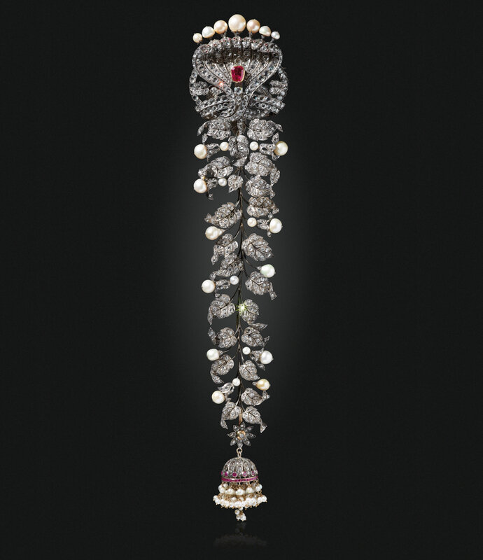 An antique diamond, ruby and pearl jadanagam, late 19th century - Alain ...