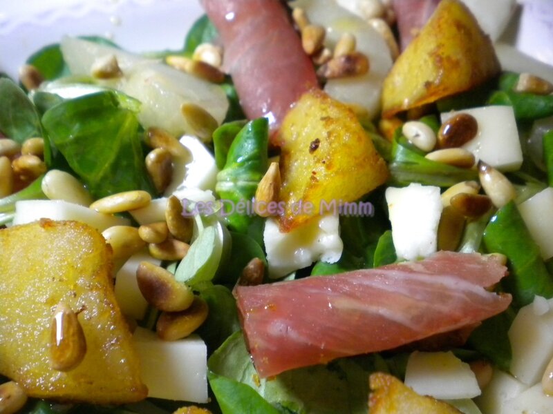 Salade basque au lomo, Ossau-iraty, poires, pignons et pommes de terre sautées 3