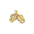 Gold, diamond and colored diamond double clip-brooch, rené boivin, france