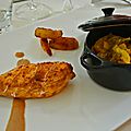 Poulet façon tandoori, ratatouille et pommes de terre rôties aux épices