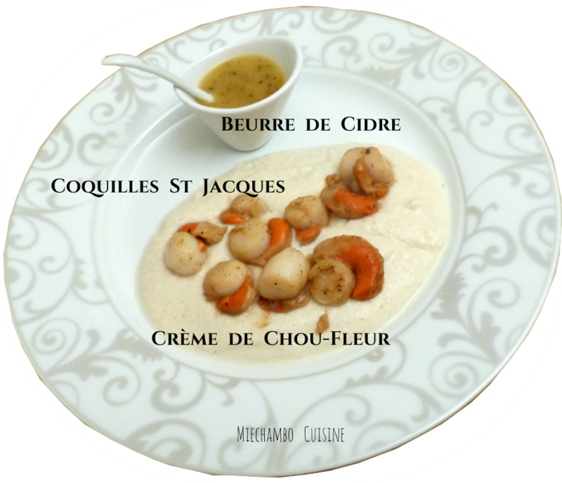 Coquilles Saint-Jacques au Beurre de Cidre et Crème de Chou-fleur