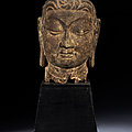 A large iron buddha head, ming-qing dynasty (1368-1911)