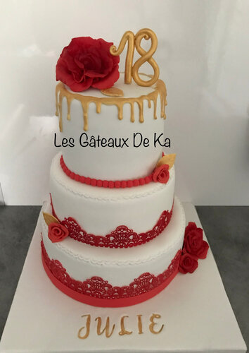 Gâteau d'anniversaire 30 ans - Thème girly rose escarpin champagne