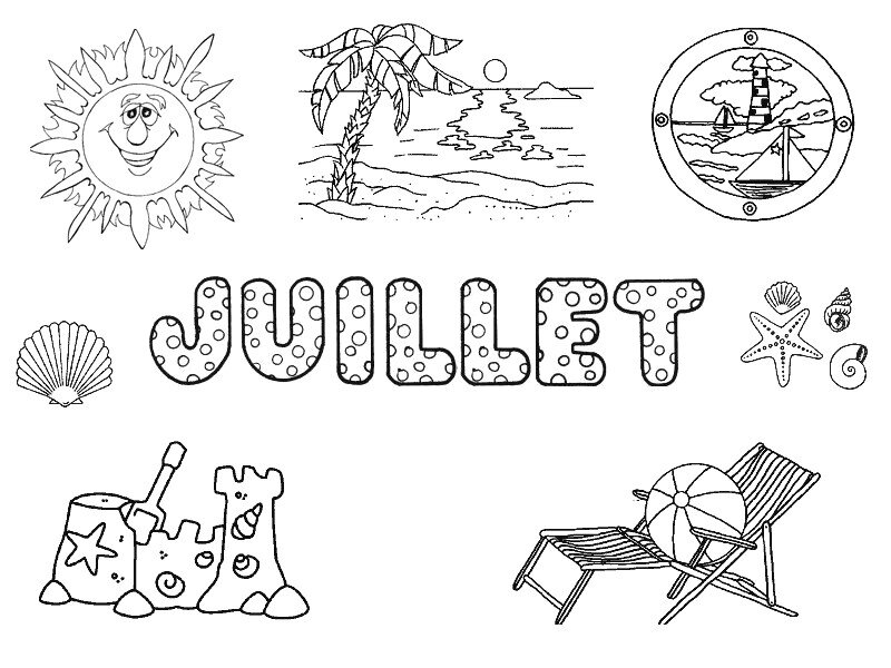 Coloriage juillet - Assistante Maternelle Argenteuil - Orgemont