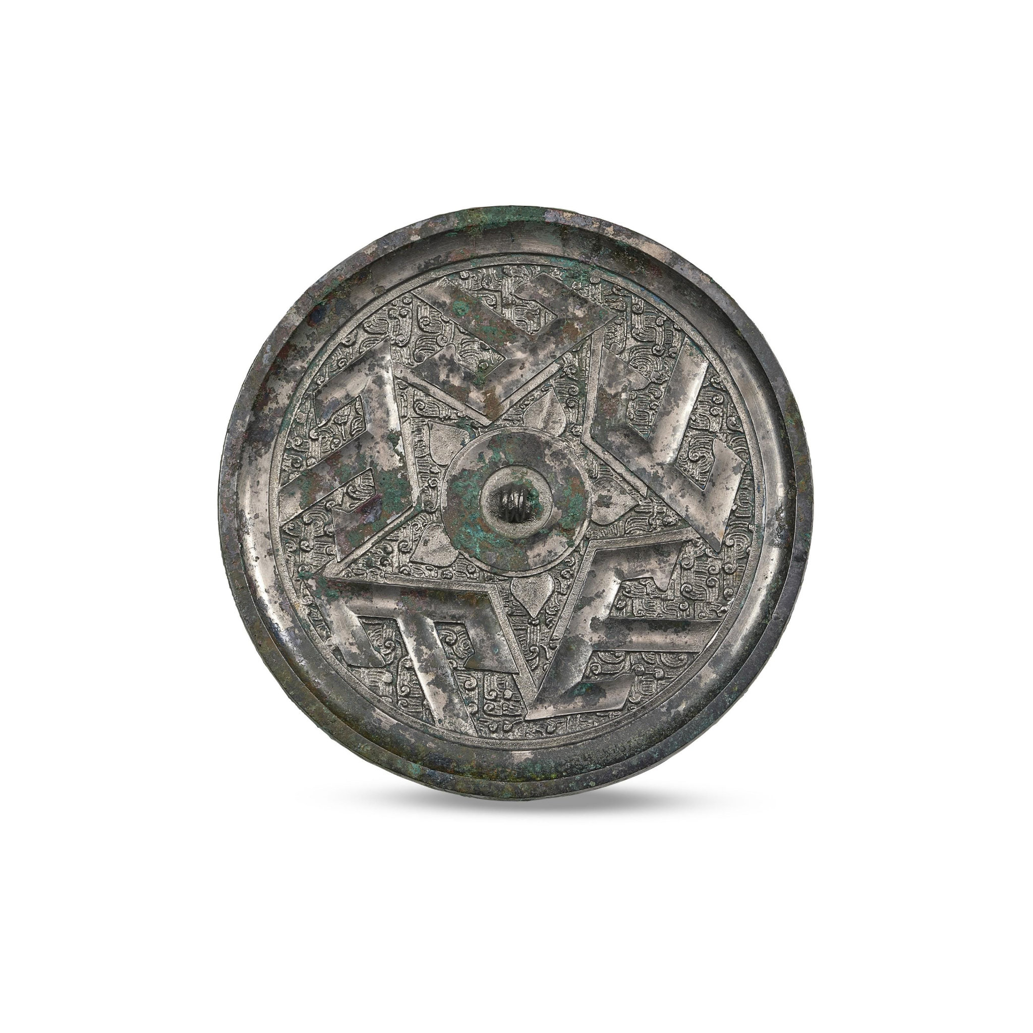 A bronze ‘five mountain’ mirror, Warring States period (475-221 BC)