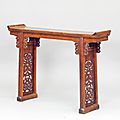 A huanghuali wood altar table with flanges, ming dynasty, 17th century