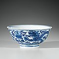 Bol en porcelaine bleu blanc, marque et époque kangxi