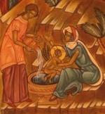 le bain du nouveau-né, icône de la Nativité
