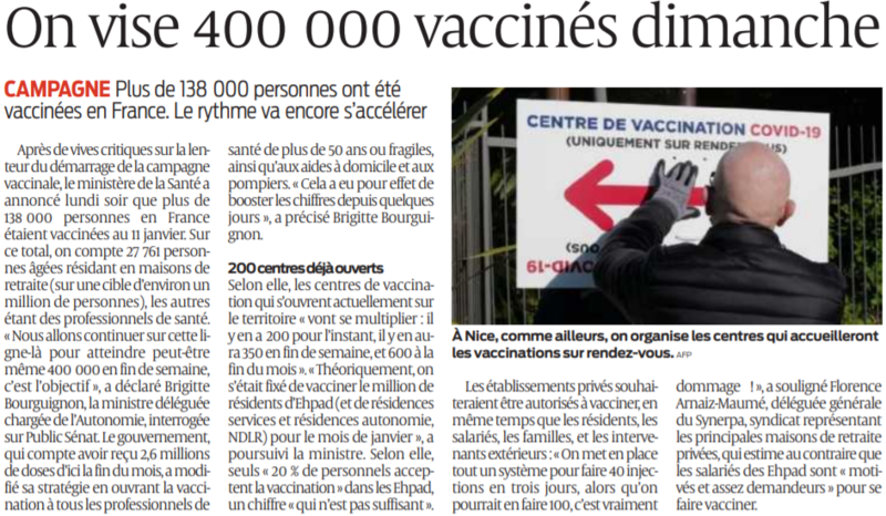 2021 01 13 SO On vise 400 000 vaccinés dimanche