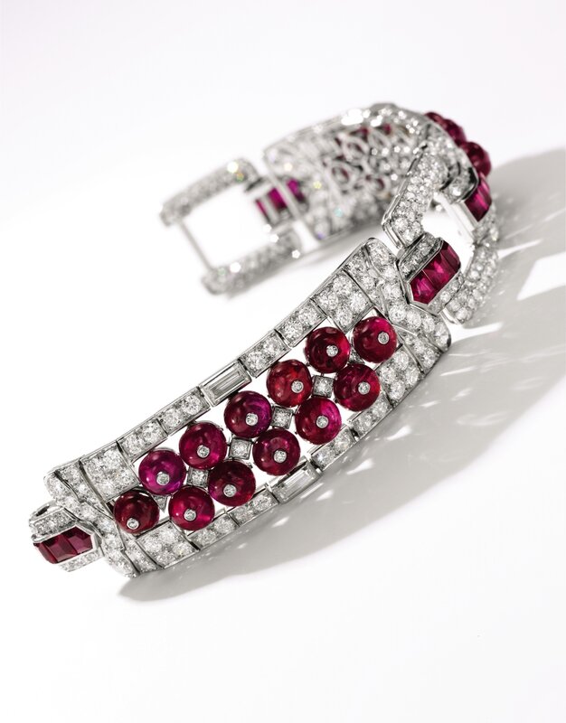 Lot 461 - Ruby and diamond bracelet, Cartier, circa 1920