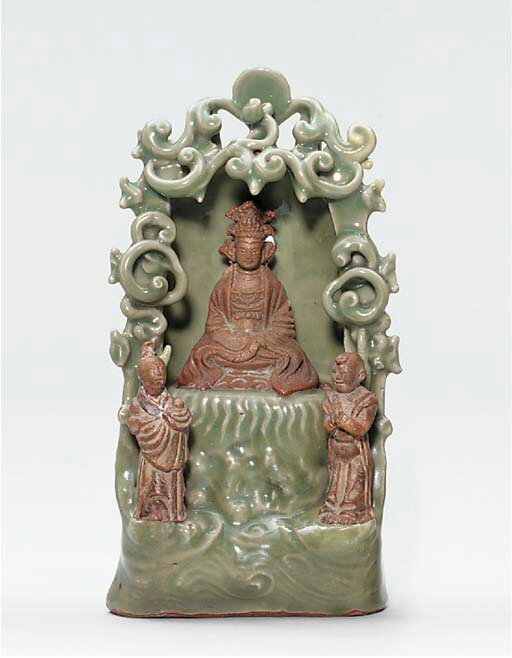 A Longquan celadon shrine of the South Sea Guanyin, Ming Dynasty, 15th Century