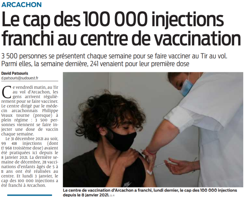 2022 01 10 SO Arcachon Le cap des 100 000 injections franchi au centre de vaccination