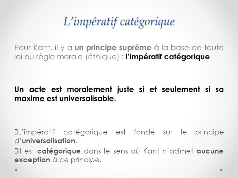 c) La morale de Kant - Philo Mermoz TES 1-2 et 3