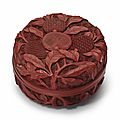A carved red lacquer circular box and cover, ming dynasty, 16th century