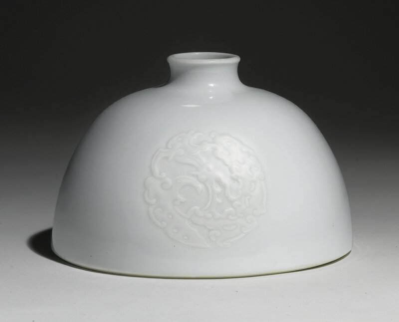 A Fine and Rare White-Glazed Beehive Waterpot, Taibo Zun, Kangxi Mark and Period (1662-1722)
