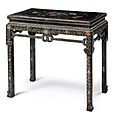 A chinese painted and gilt black lacquer side table. qing dynasty, 19th-20th century