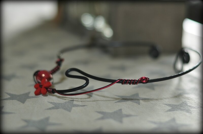 Collier Alu Noir Et Ses Perles Rouges Atelier Cr Sion L