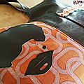 Sac de createur vintage disco original motifs orange marron artisanal www.crapule-factory.com