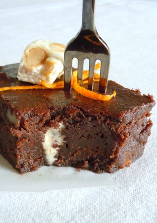 brownie orange nougat noix pécan