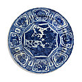A blue and white 'kraak' 'birds and flowers' dish, ming dynasty, wanli period
