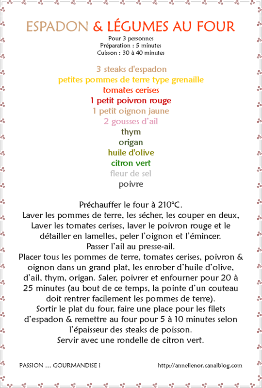 Espadon & petits légumes au four_fiche