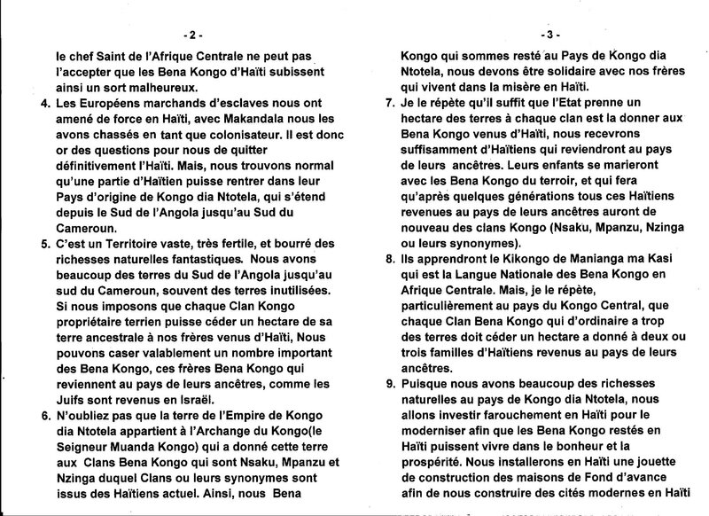 LE GRAND MAITRE MUANDA NSEMI ENVISAGE LE RETOUR D'UNE PARTIE DES HAITIENS A L'EMPIRE KONGO DIA NTOTELA EN AFRIQUE CENTRALE b