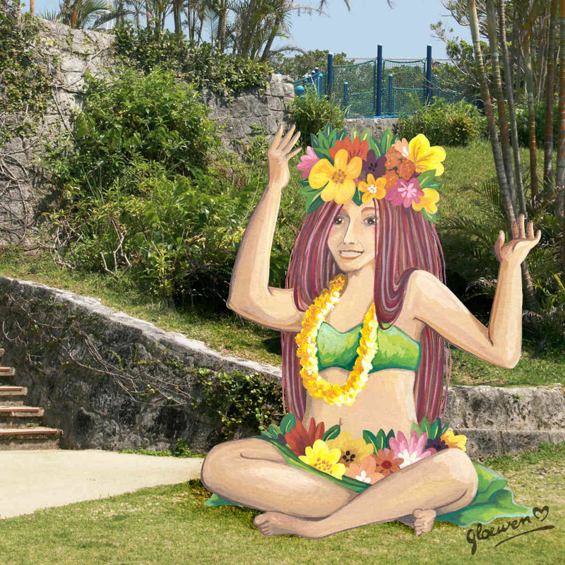 Une danseuse de Ori Tahiti à la gouache