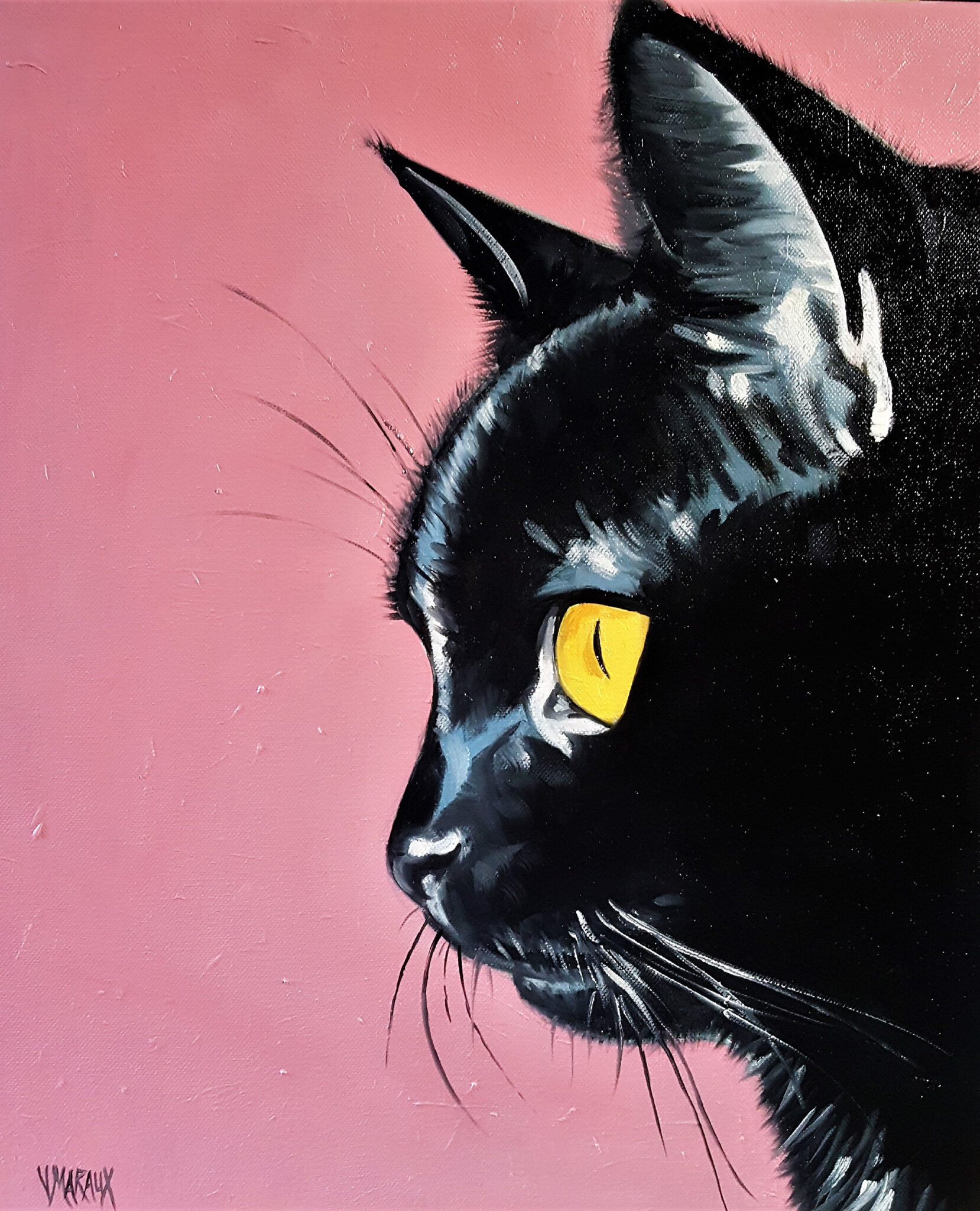 Chat Noir Profil Photo De Portraits Animaliers Valerie Maraux Artiste Peintre