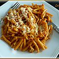 Gratin de macaronis au poulet, sauce tomates