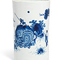 A blue and white brush pot, bitong, transitional period, mid-17th century