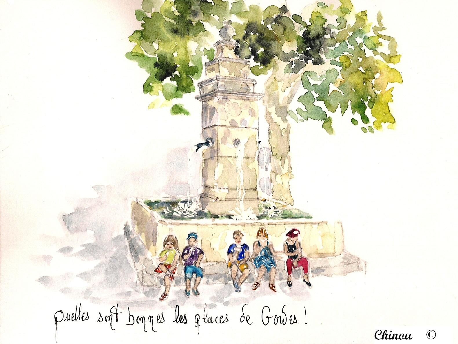 Gordes : fontaine place du château