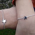 Bracelets Etoile Mum et Girl sur chaîne argent massif