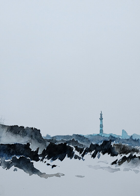 ouessant le créac'h aquarelle mai 2018